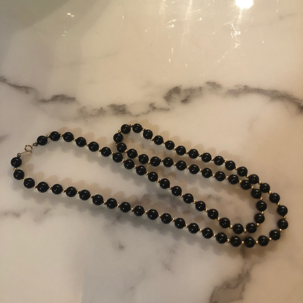 Onyx and 14k Gold Necklace